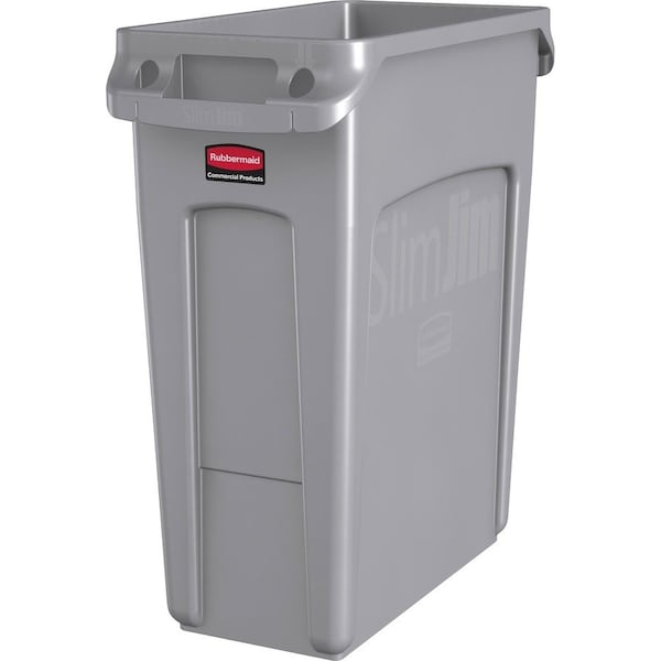 Rubbermaid Commercial 16 gal Rectangular Slim Jim Vented Container, Gray, Plastic RCP1971258CT - main